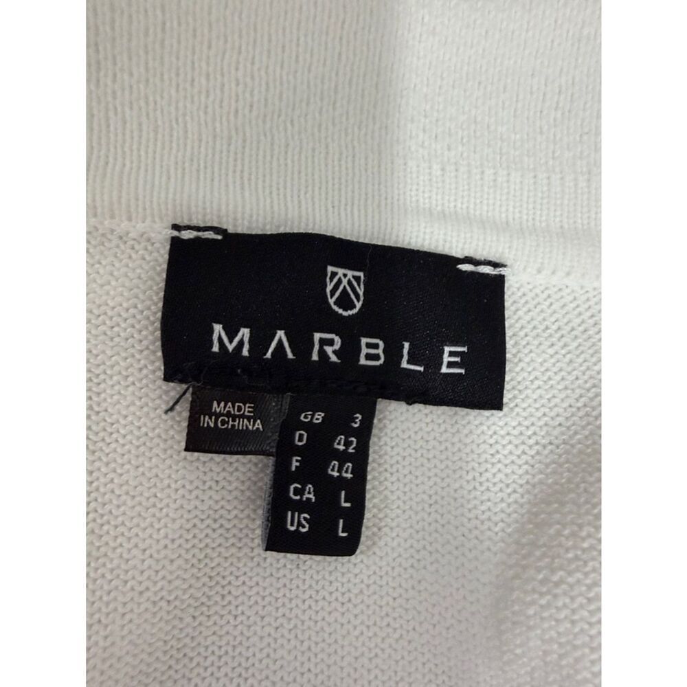 Marble Fashions Scotland White Textured Cotton Collared Knit Sweater Pullover L - Picture 6 of 10
